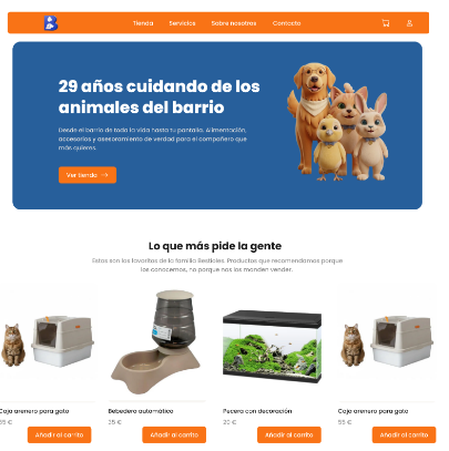 Home del ecommerce de Bestioles: 29 años cuidando de los animales del barrio