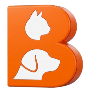 Logotipo de Bestioles: letra B con siluetas de gato y perro